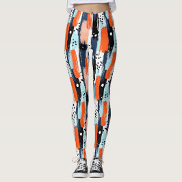 Leggings Pinceladas abstractas de naranja azul