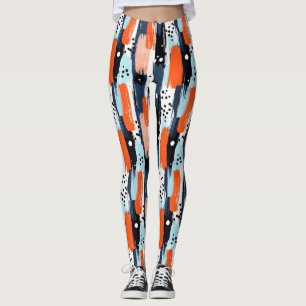 Leggings Pinceladas abstractas de naranja azul