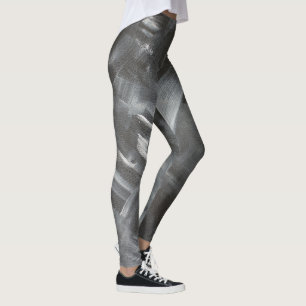 Leggings Pinceladas abstractas monocromáticas en blanco y n