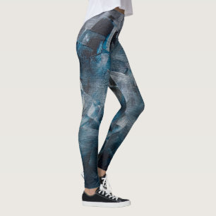 Leggings Pinceladas abstractas oscuras en tonos azules y gr