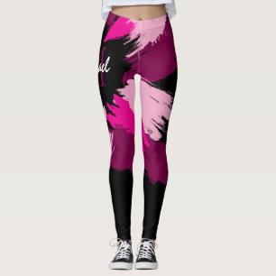 Leggings Pinceladas tonos de rosa intenso nombre con monogr