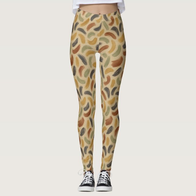 Leggings Pinceles abstractos en tonos de tierra (Anverso)