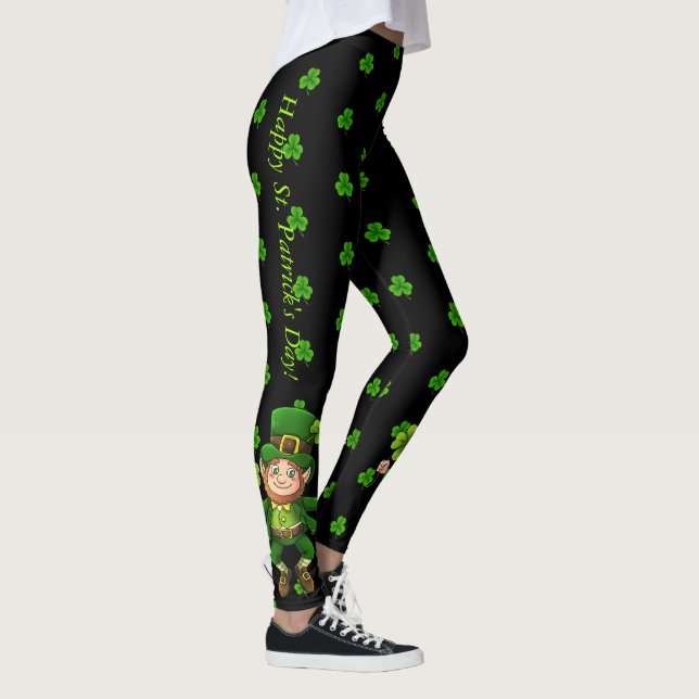 Leggings Pinch Proof Happy St. Patrick's Day Green Clover (Derecha)
