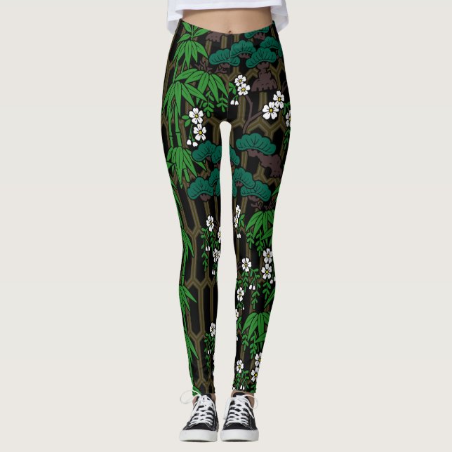 Leggings Pine, bamboo, cherry blossoms and tortoiseshell (Anverso)