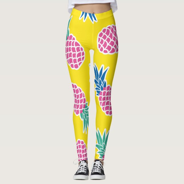 Leggings Pineapple Frenzy: Personalizado brillante Vintage. (Anverso)