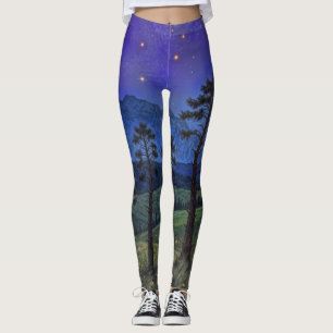 Leggings Pines silenciosos, danza cósmica - Un paisaje fore