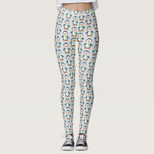 Leggings Pingüino Navidad en escarlata pierna azul