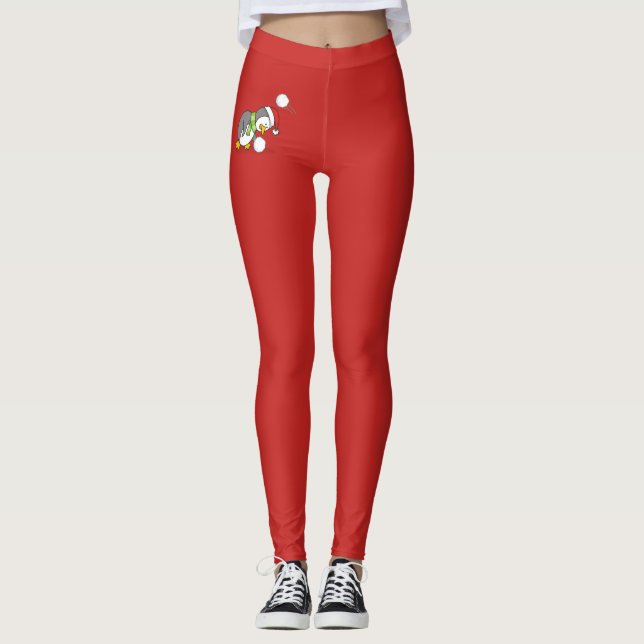 Leggings Pingüino navidad recibiendo bola de nieve (Anverso)
