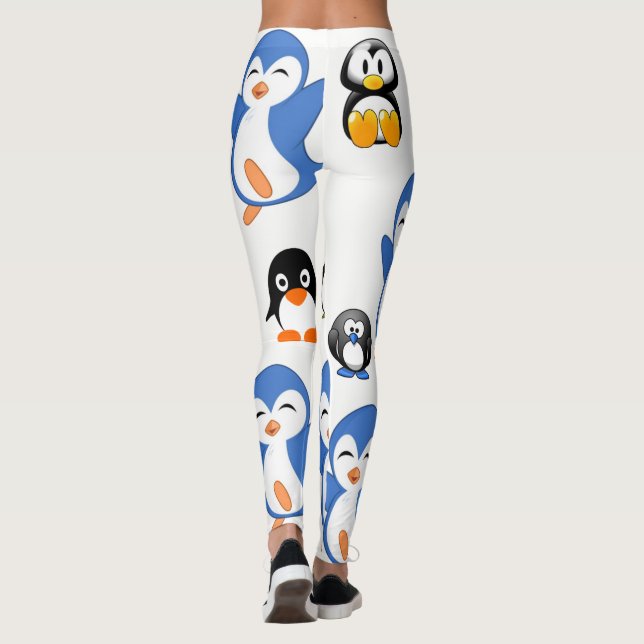 Leggings pingüino negro azul largo (Reverso)