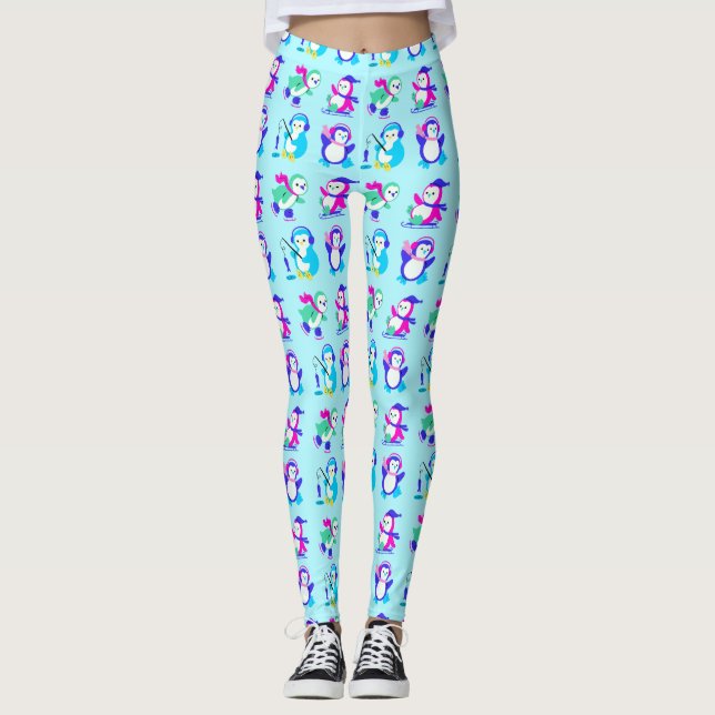 Leggings Pingüinos de invierno de color (Anverso)