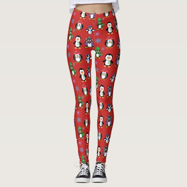 Leggings Pingüinos del navidad y polainas de los copos de (Anverso)