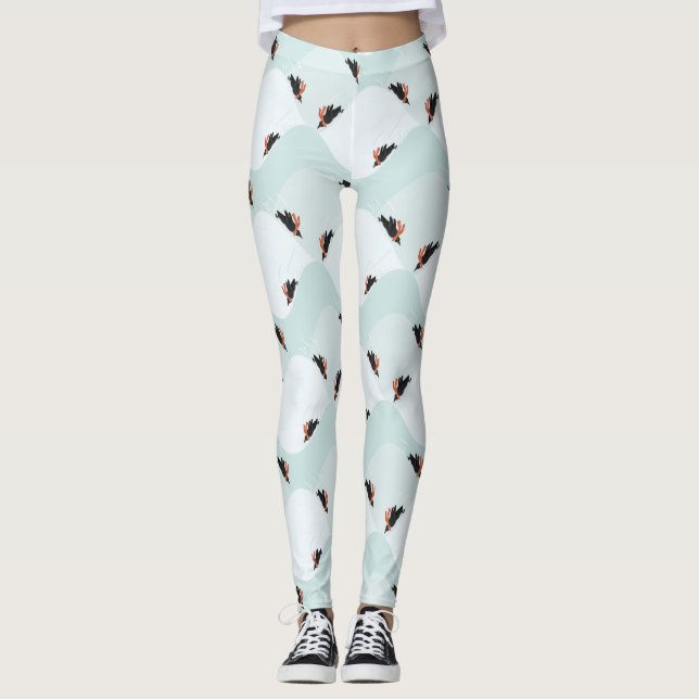 Leggings Pingüinos juguetones deslizándose sobre el patrón  (Anverso)