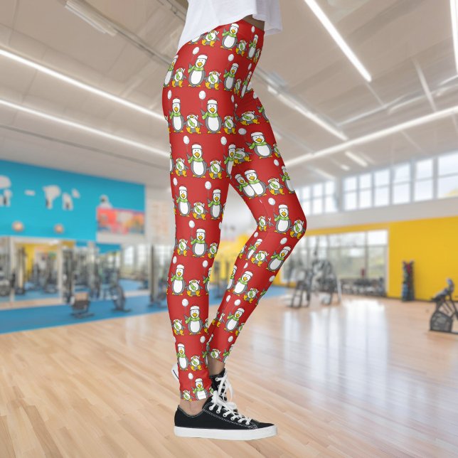 Leggings Pingüinos lanzando bolas de nieve en Navidad (Subido por el creador)