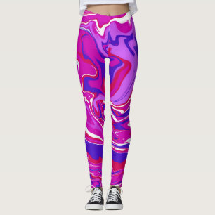 Leggings Pink and Purple Marble Swirl
