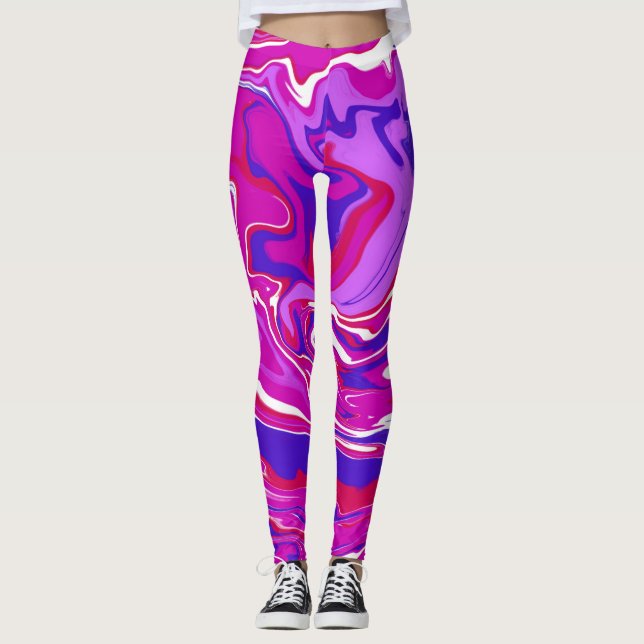 Leggings Pink and Purple Marble Swirl (Anverso)