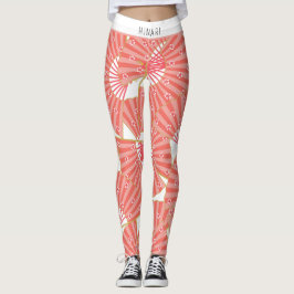 Leggings Pink and White Japanese Pattern