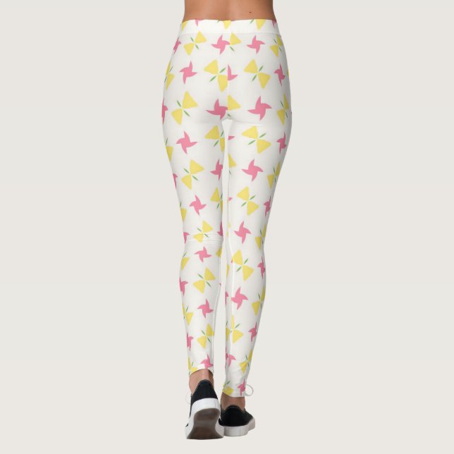 Leggings Pink and yellow pinwheel floral (Reverso)