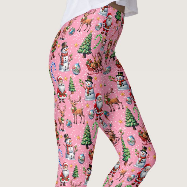 Leggings Pink Background Christmas Decorative Pattern (Subido por el creador)
