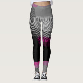 Leggings Pink Black and Greray Stripes abstracto