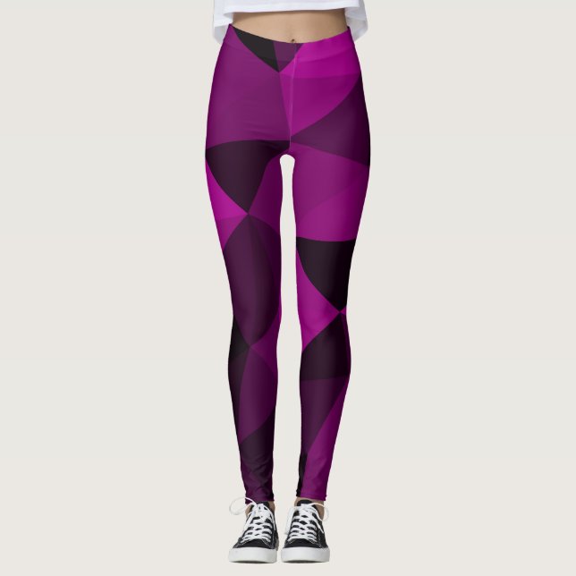 Leggings Pink black geometric mesh pattern (Anverso)