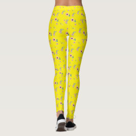 Leggings Pink blossoms Yellow 