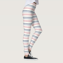 Leggings Pink blue and white stripes