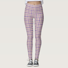 Leggings Pink Blue Plaid Classic Pattern Retro