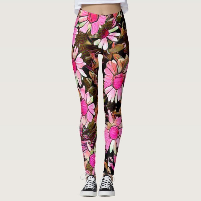 Leggings Pink Daisy Floral (Anverso)