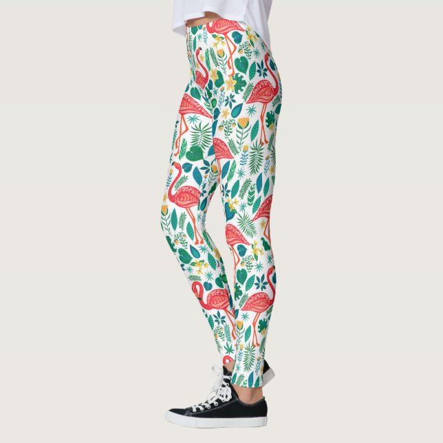 Leggings Pink Flamingos and Tropical Flowers Pattern (Izquierda)