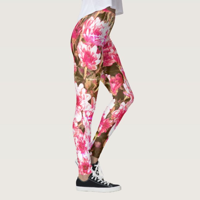 Leggings Pink Floral Bloom Pattern – Soft Botanical Design (Derecha)