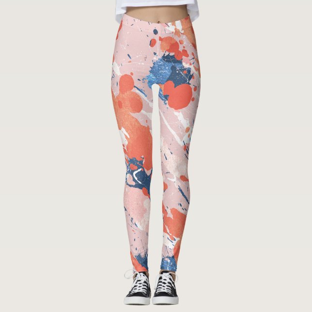 Leggings Pink ink strokes in marble rock (Anverso)