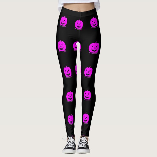 Leggings Pink Jack o'lantern Halloween Thunder_Cove (Anverso)