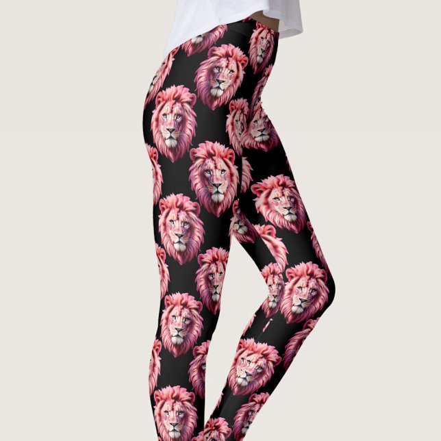 Leggings Pink Lion Head Animal Pattern Design - Black  (Subido por el creador)