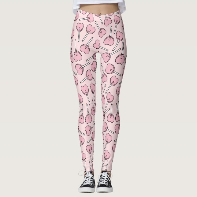 Leggings Pink Lollipops, Heart Lollipops, Lollipop Pattern (Anverso)