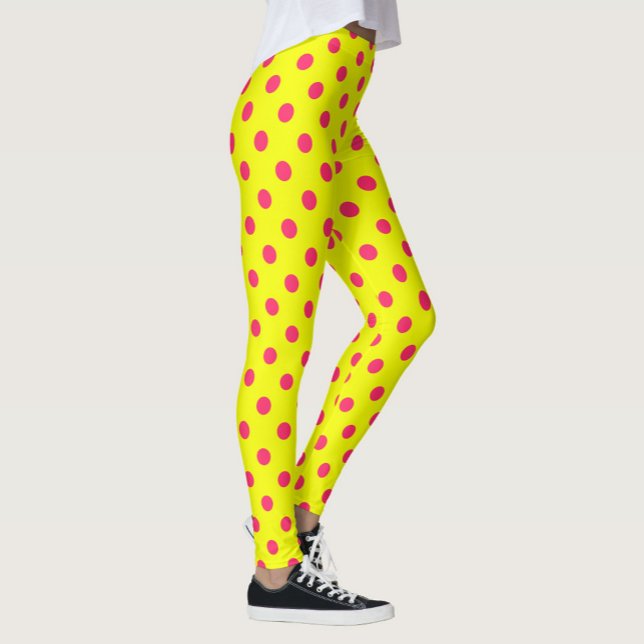 Leggings Pink On Yellow Polka Dots Pattern Design  (Subido por el creador)