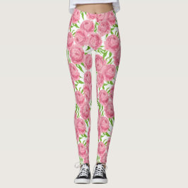 Leggings Pink peonies acuarela