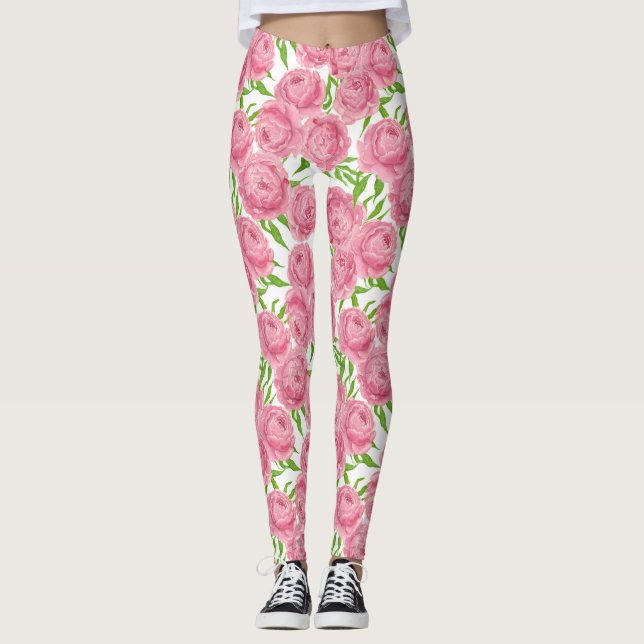 Leggings Pink peonies acuarela (Anverso)
