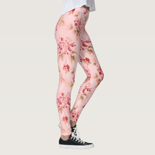 Leggings Pink Posiers Flores Florales Flores Acuarelas Leye (Derecha)