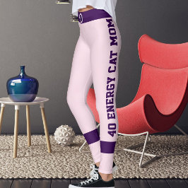 Leggings Pink Purple 40th Birthday Pet Cat Mom Personalized