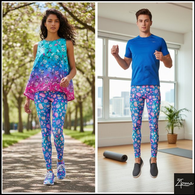 Leggings Pink Purple Organic Pebble Blue Gradient Pattern (Subido por el creador)