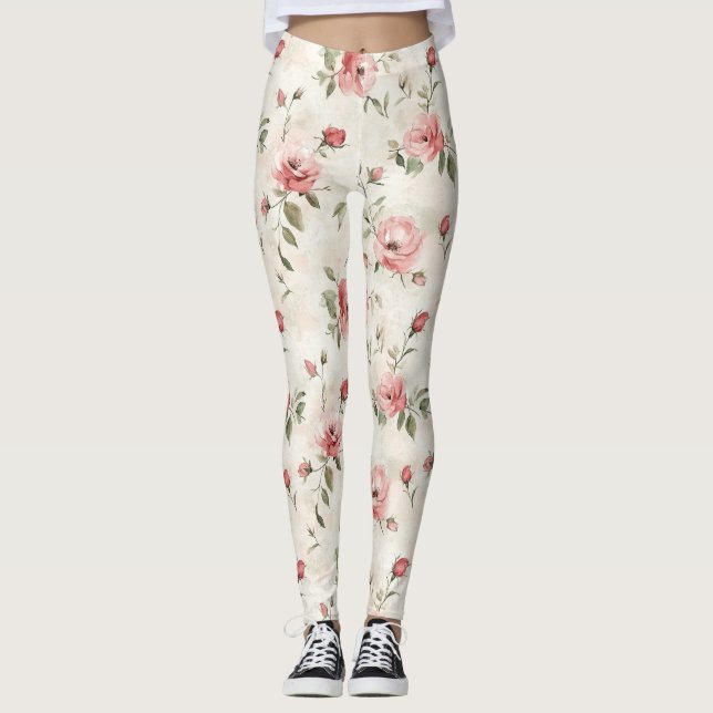 Leggings Pink Roses Floral  (Anverso)