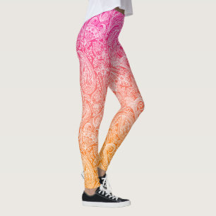 Leggings Pink to naranja sombrío con paisajes blancos