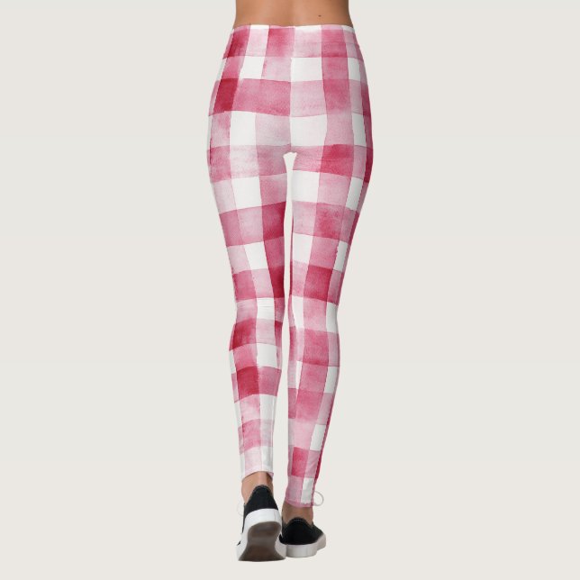 Leggings Pink White Plaid Stripes   (Reverso)