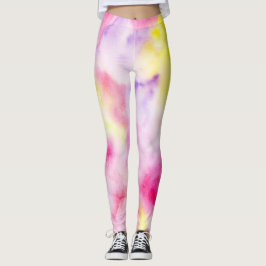 Leggings Pink Yellow Purple Tie Dye Peace