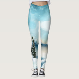Leggings Pinos nevados cerca de un lago