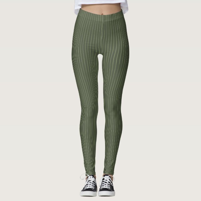 Leggings Pinstripes verdes de oliva (Anverso)