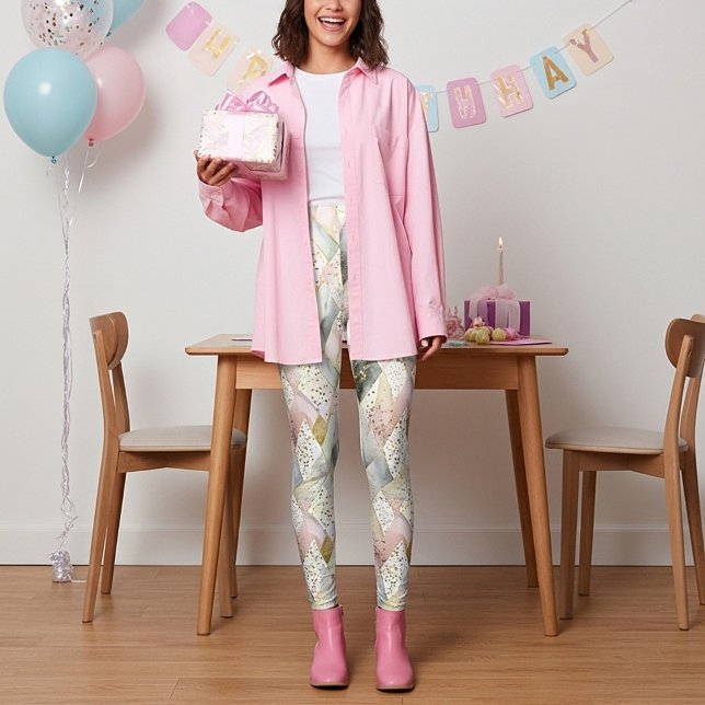 Leggings Pintada y puntos abstractos purpurinoso de Pastel (Subido por el creador)