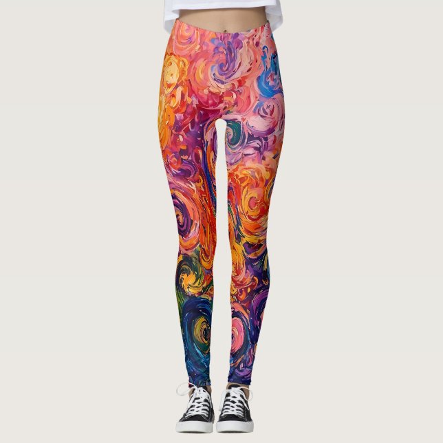Leggings Pintado de aceite de Swichedelic Swirls (Anverso)