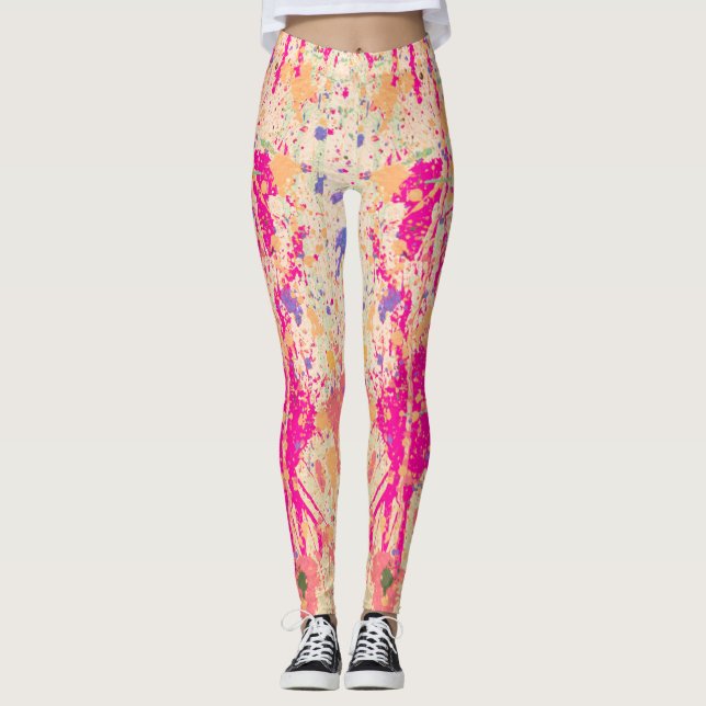 Leggings Pintado de salpicadura de resumen de la puesta del (Anverso)