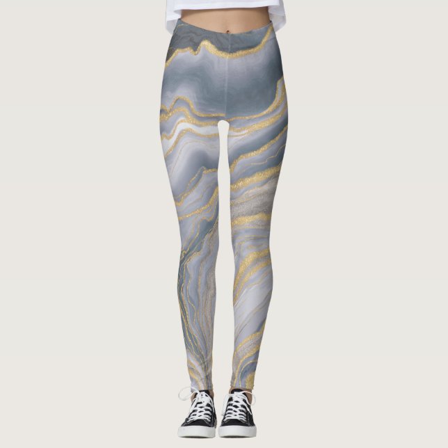Leggings Pintado Líquido De Aceite De Oro Gris (Anverso)